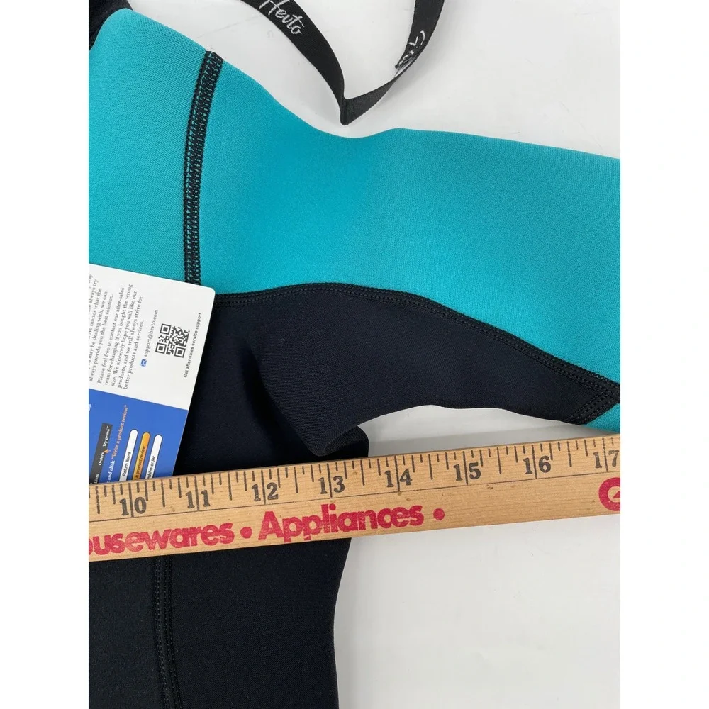 Hevto Wetsuit Youth Size 10 Black Teal Coral-I Full‎ Body Neoprene CLY001 NEW